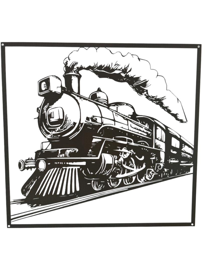 Cadre Décoratif avec Vieille Locomotive